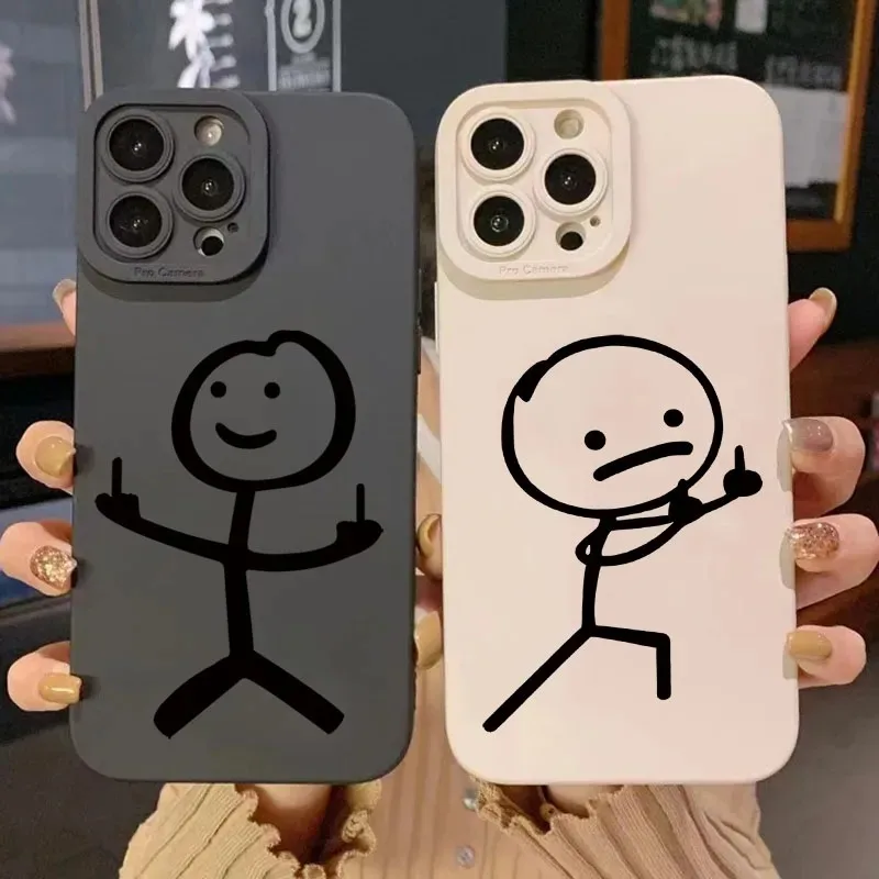 Phone Cases For Iphone 13 - Cute Cartoon Matchman Matte Silicone Phone