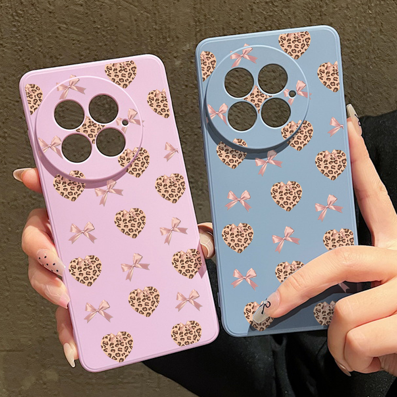 Phone Cases Oneplus - Leopard Print Hearts Bow Soft Lanyard