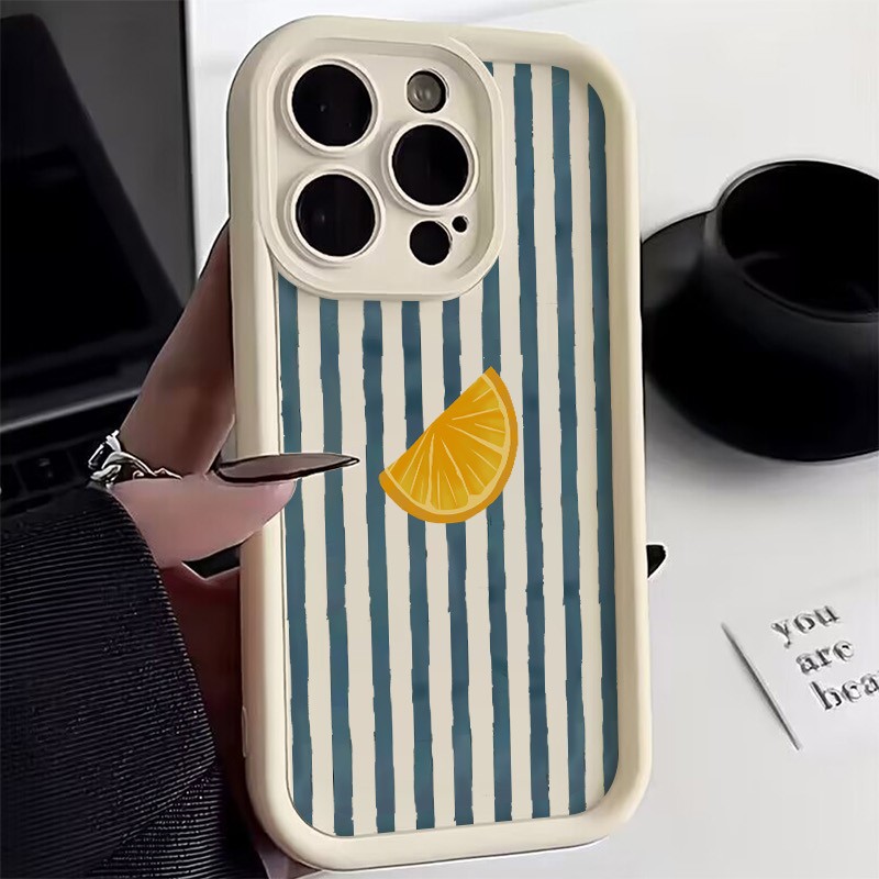 Phone Cases For Iphone 13 - Striped Lemon Slice Pattern Phone Case
