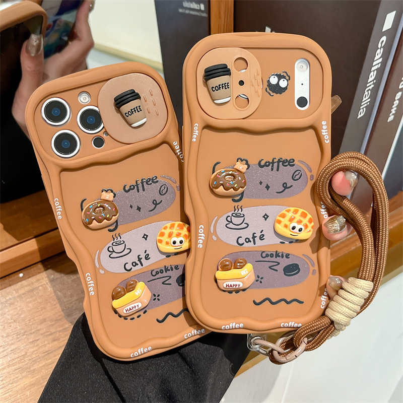 Phone Cases With Loop - 3D Cartoon Bread With Wrist Strap