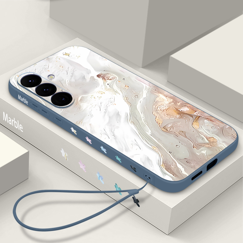 Phone Cases Galaxy A17 - Marble Print Soft TPU Lanyard Case