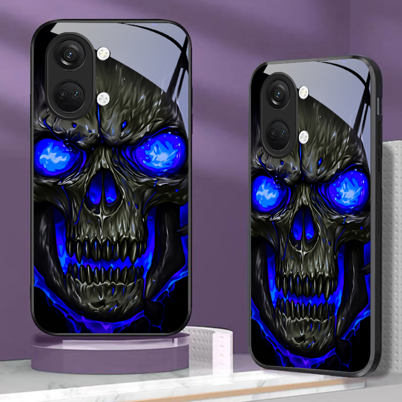 Blue Glowing Fire Skull Black  - Phone Cases Oneplus review and price