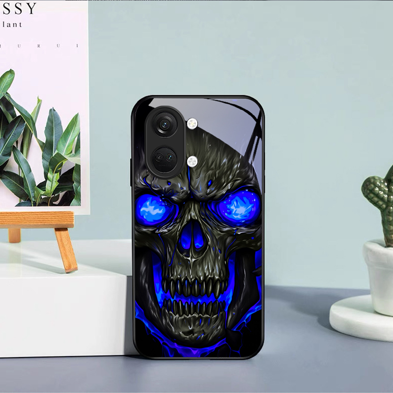 Blue Glowing Fire Skull Black  - Phone Cases Oneplus review and price
