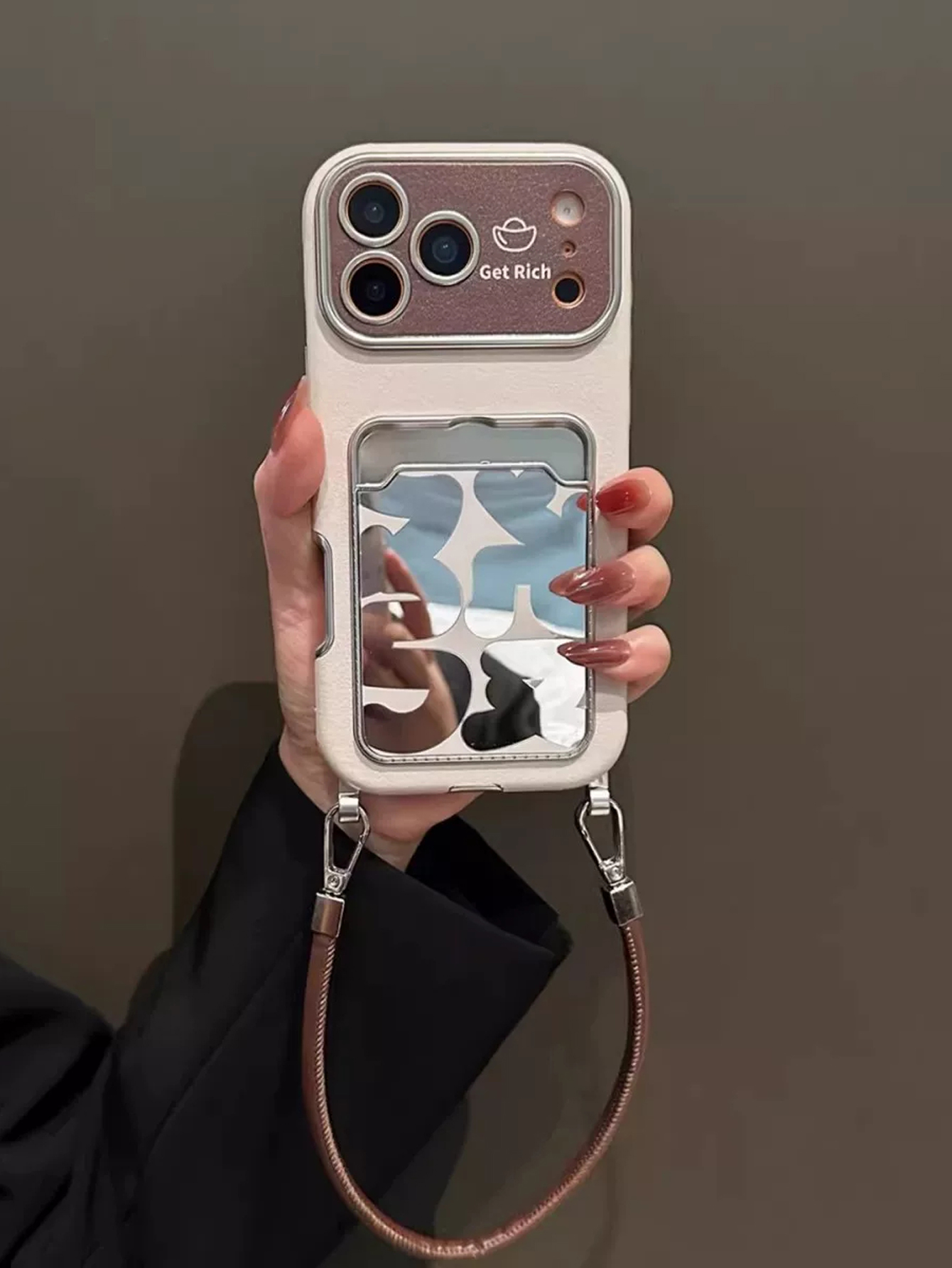 Luxury Leather Mirror Card Hol - Phone Cases With Loop review and price
