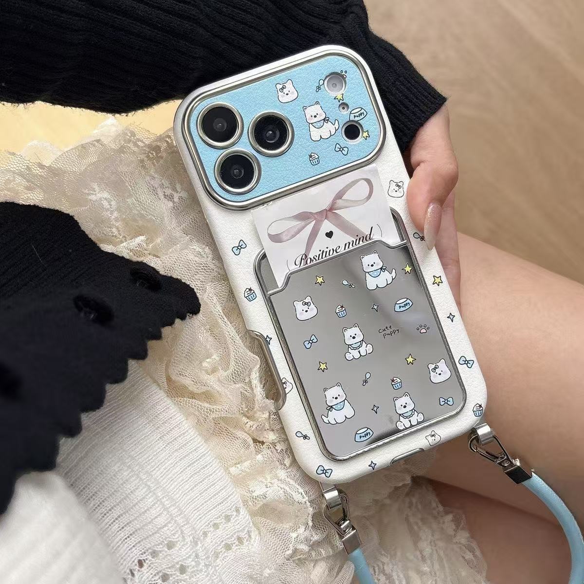 Cute Puppy Mirror Card Holder  - Phone Cases With Loop review and price