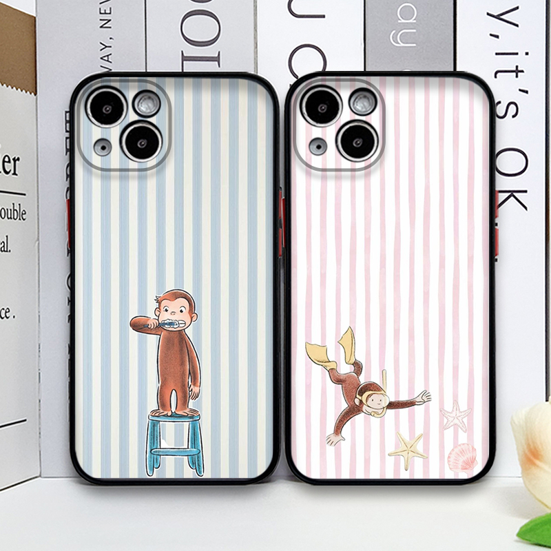 Cartoon Striped Monkey Holding - Phone Cases For Iphone 13 review and price